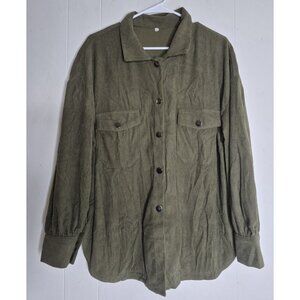 Unbranded Long Sleeve Button Up Oversized Corduroy Shirt Women's Size M